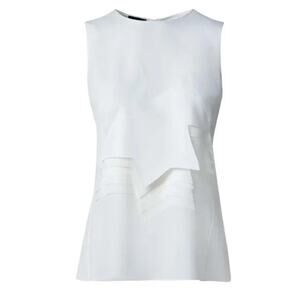 Akris Top Women's Size 4 Ivory Sleeveless Silk Designer Luxury PRISTINE